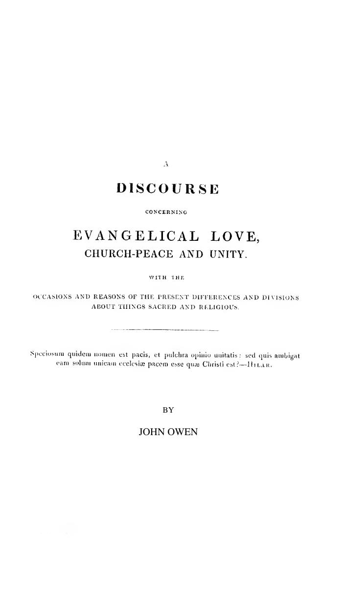 A Discourse Concerning Evangelical Love, Church-Peace and Unity